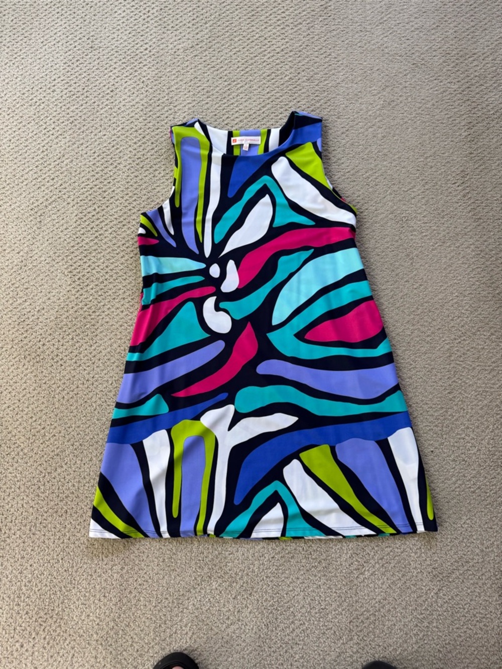 Jude Connally Multicolor Abstract Sleeveless Mini Dress - Turquoise, Pink, Blue